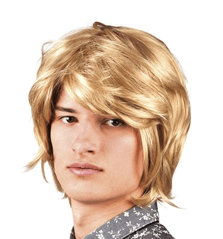 Danny - Perruque Style Année 1980 - Cheveux Mi-Long Blond
