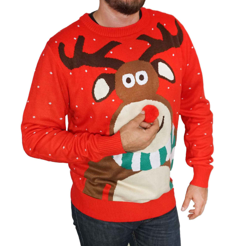 Pull Moche de Noël pour Hommes Chandail tricoté Festif Unisexe Festif et Festif Pull drôle de nouveauté pour Noël avec Un Flocon de Neige Santa Reindeer
