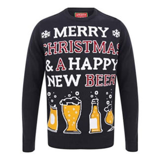 Happy New Beer - Pull de Noël Noir Homme et Nouvel An