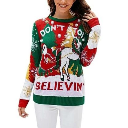 Sweat Unisexe Noël Envy Boutique - Motif Flocon De Neige Et Rodolphe - Taille M, Rouge - Pull D'hiver Long Hanches