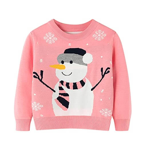 Pull De Noël Enfant - Motif Rennes - Tricoté Chaud - Pour Fille Et Garçon - Vêtement Festif Hiver