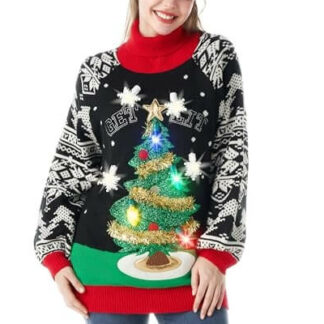 Pull De Noël Lumineux LED - Pull 'Moche' Clairvoyant Unisexe Pour Les Fêtes (Taille S-3XL)