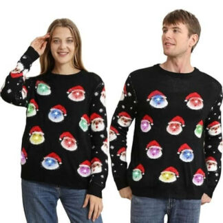 Pull De Noël Moche Pour Homme - Motif Père Noël Et Flocons, Idéal Fête De Famille, Hiver
