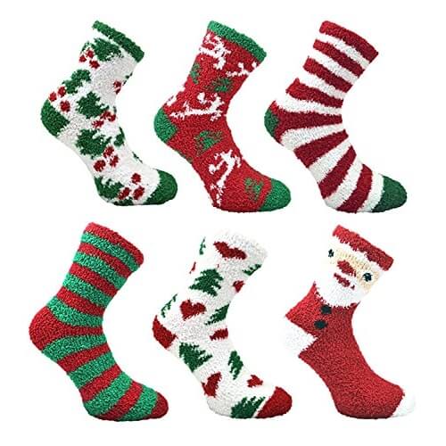 6 Paires Chaussettes De Noël Moelleuses – Thermorégulantes, Taille Unique 36-42, Cadeau Fêtes