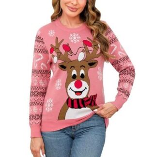 Pull De Noël Femme – Motifs Rennes Bonhommes De Neige | Sweat Décontracté Confortable Pour Fêtes Hiver